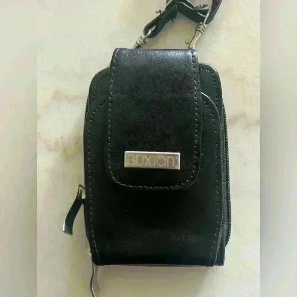 Buxton mini crossbody convertible belt bag leather wallet multi pockets slots - Picture 3 of 7